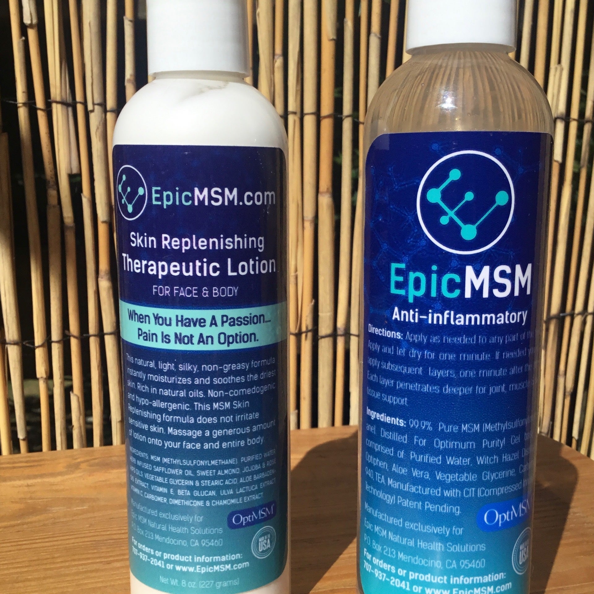 Epic MSM Pain Gel 16 oz. Drug free All Natural OptiMSM. Epic MSM